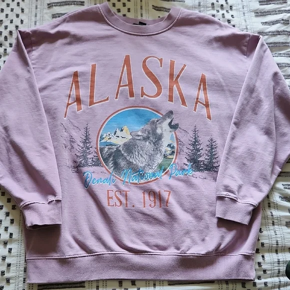 Forever 21 Vintage Alaska Graphic Oversized Sweatshirt - Large - Picture 1 of 4